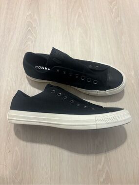 Converse Black Slip-On Low Top Sneakers with White Sole